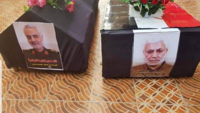 إحراق صورة سليماني والمهندس في لبنان (صورة)