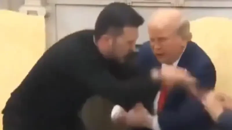 فيديو مثير للجدل يُظهر عراكاً بين ترامب وزيلينسكي.. ماحقيقته؟